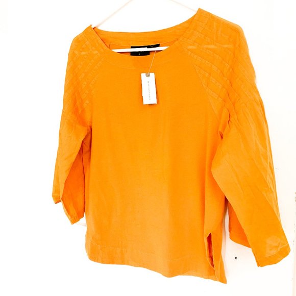 NWOT anthropologie charlotte pintucked top in honey yellow - Picture 3 of 6